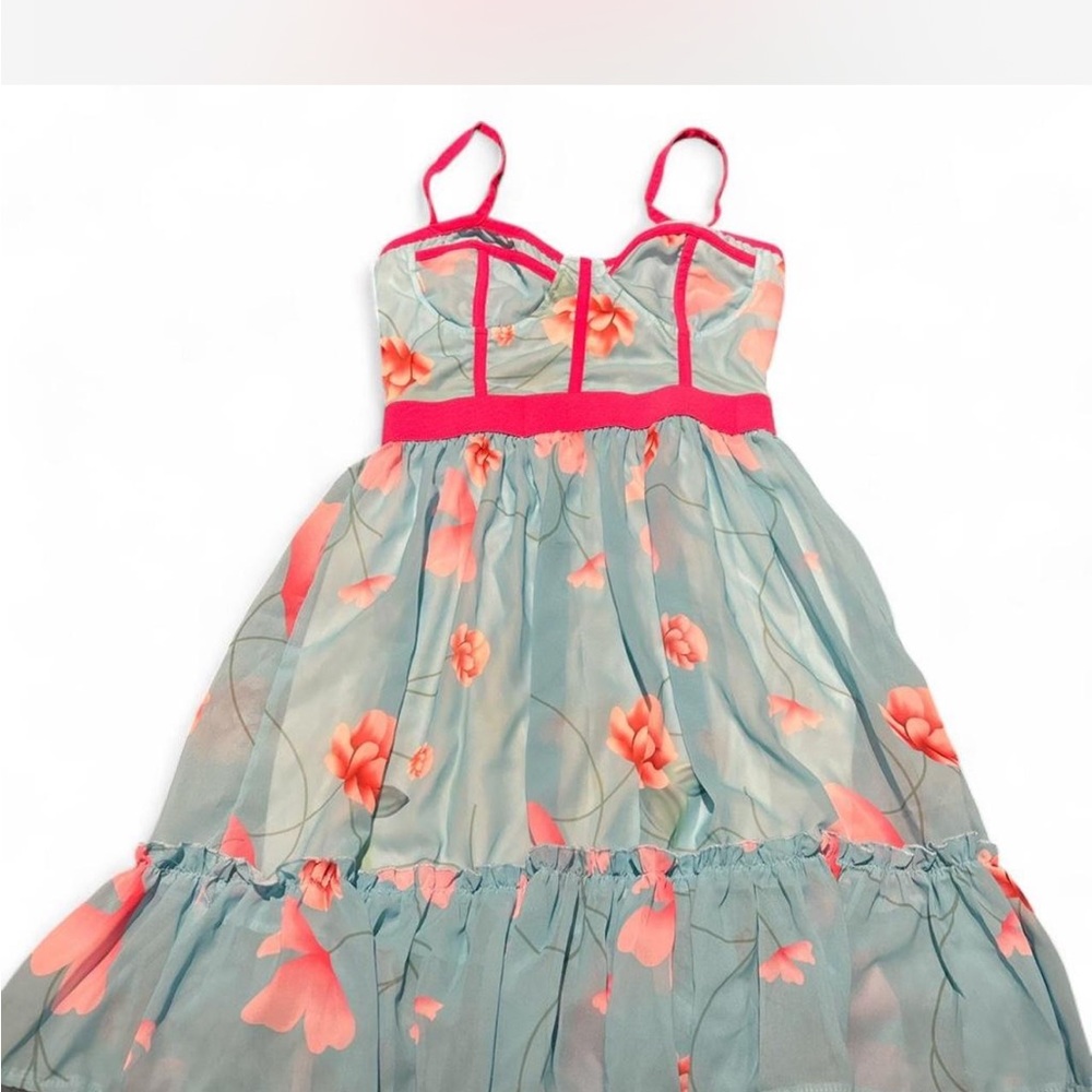 Floral Sheer Dress with Pink Accents
